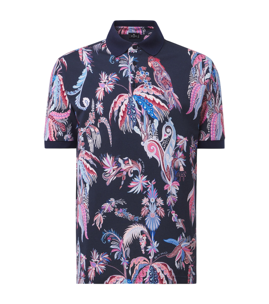 Etro Printed cotton piqué polo shirt