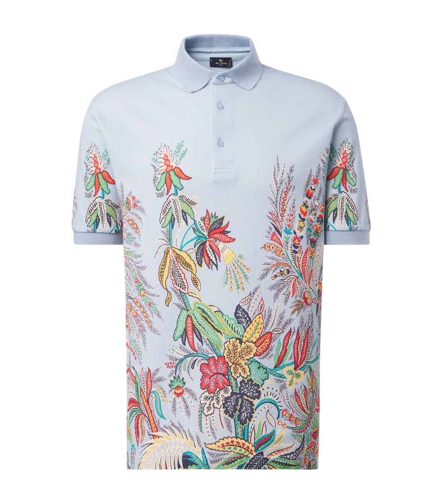 Etro Printed cotton piqué polo shirt