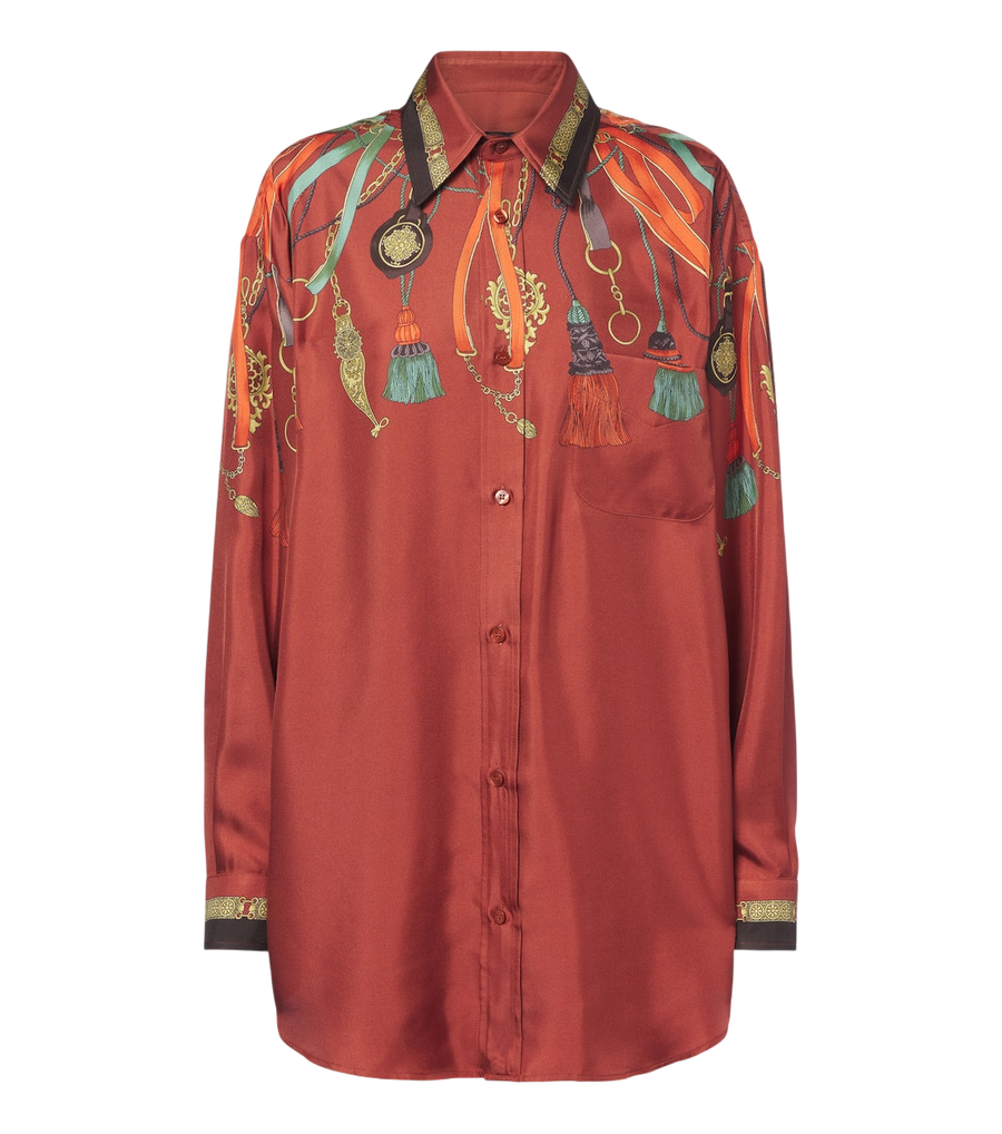 Etro Printed silk satin shirt