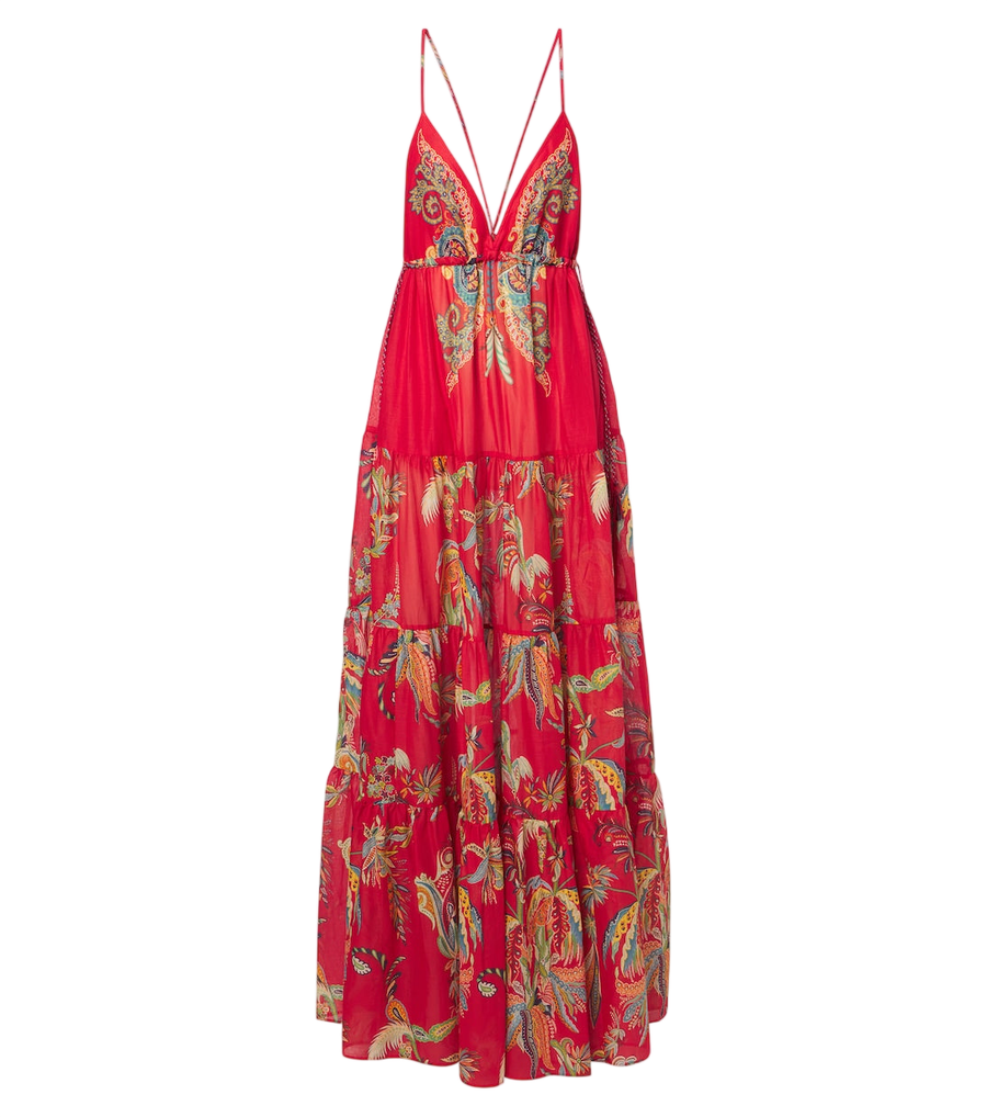 Etro Printed tiered cotton maxi dress