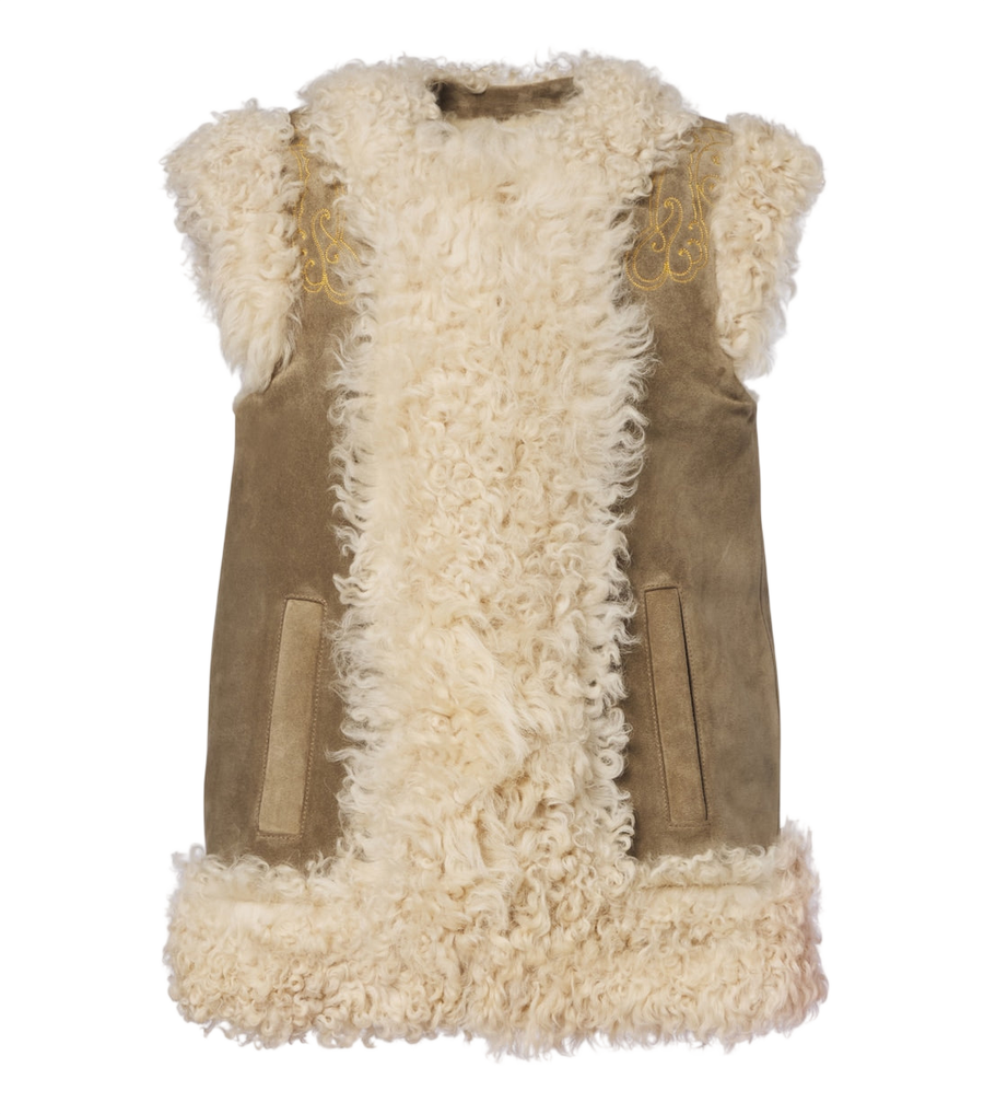 Etro Shearling-lined embroidered vest