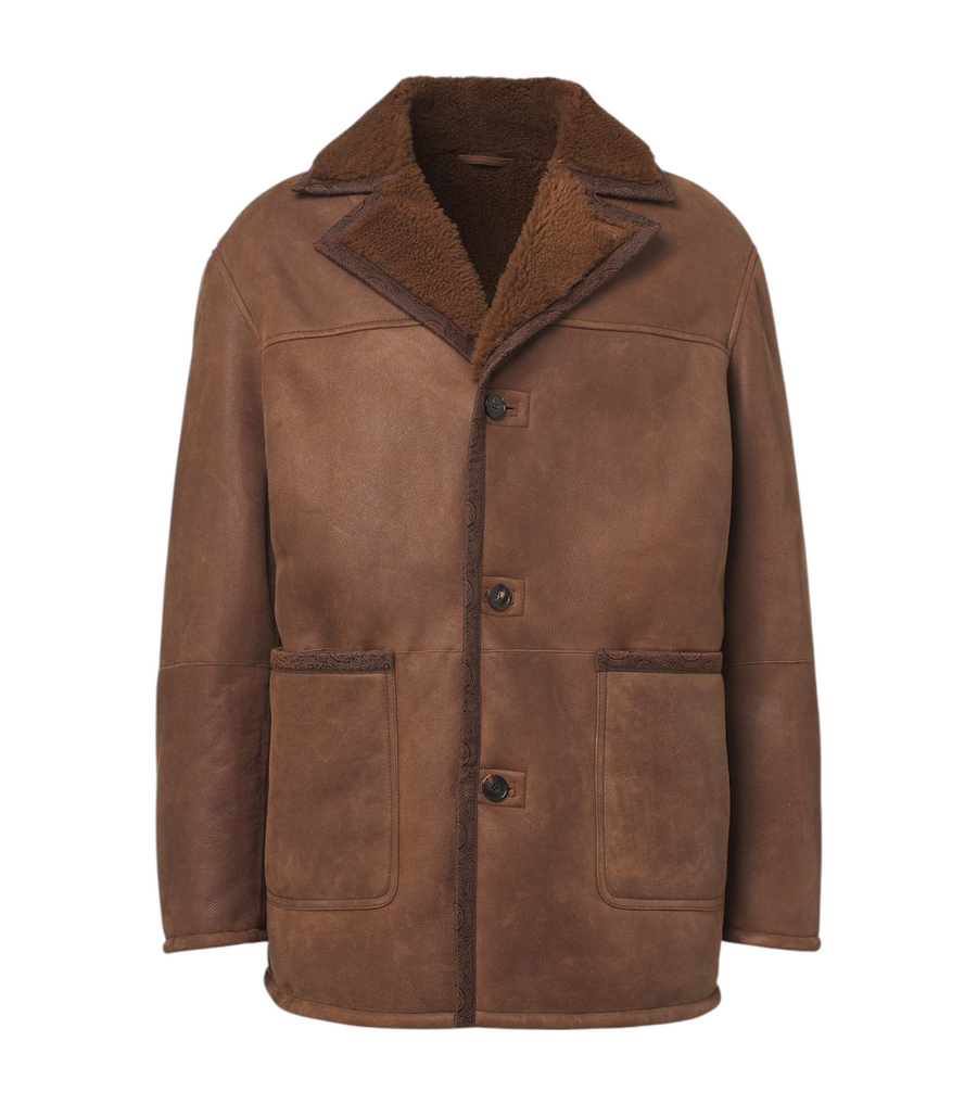 Etro Shearling-trimmed leather jacket