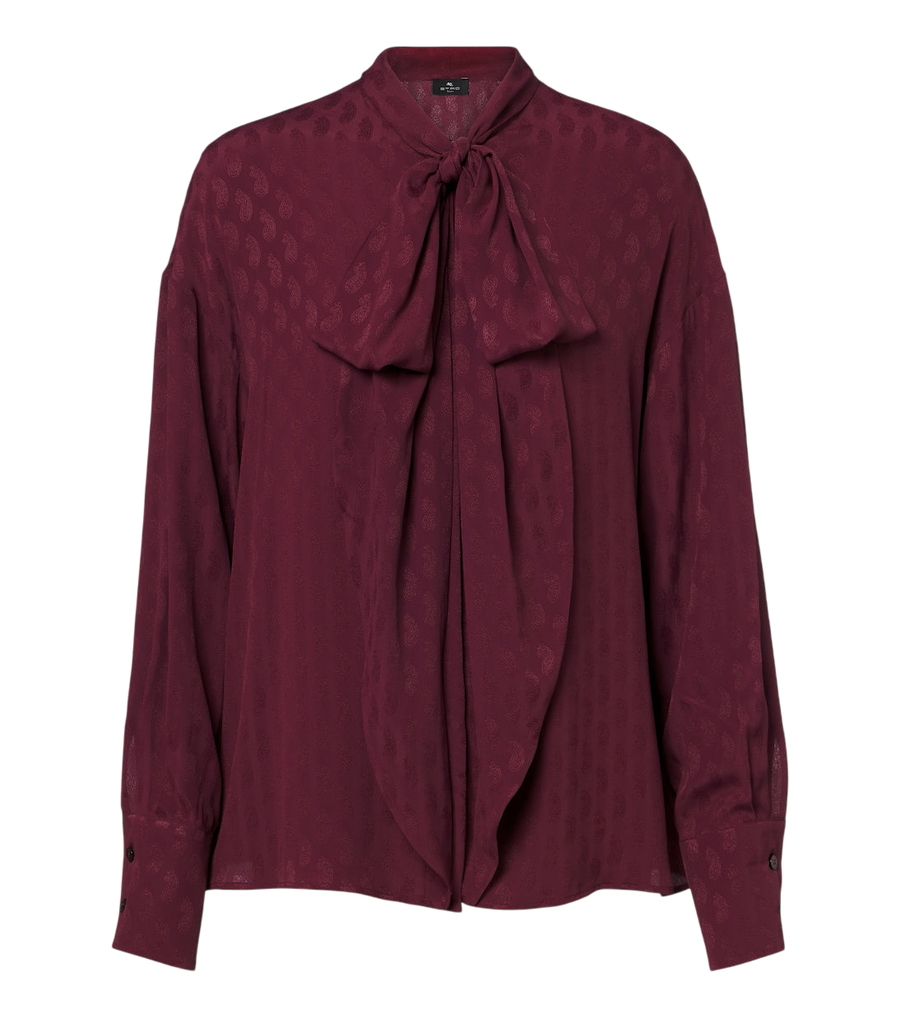Etro Tie-neck paisley jacquard blouse
