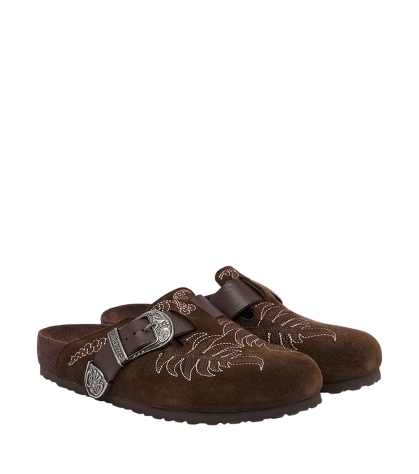 Etro x Birkenstock Boston embroidered suede clogs