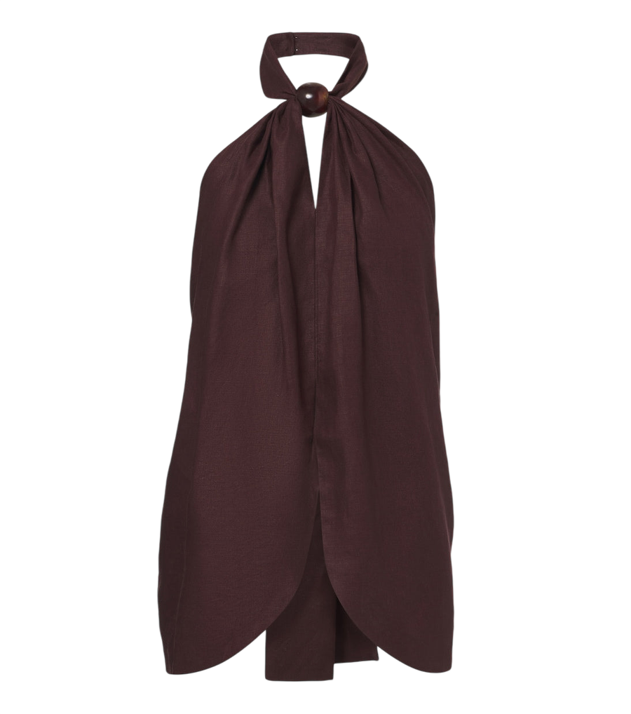 Faithfull Biba halterneck open-back linen top