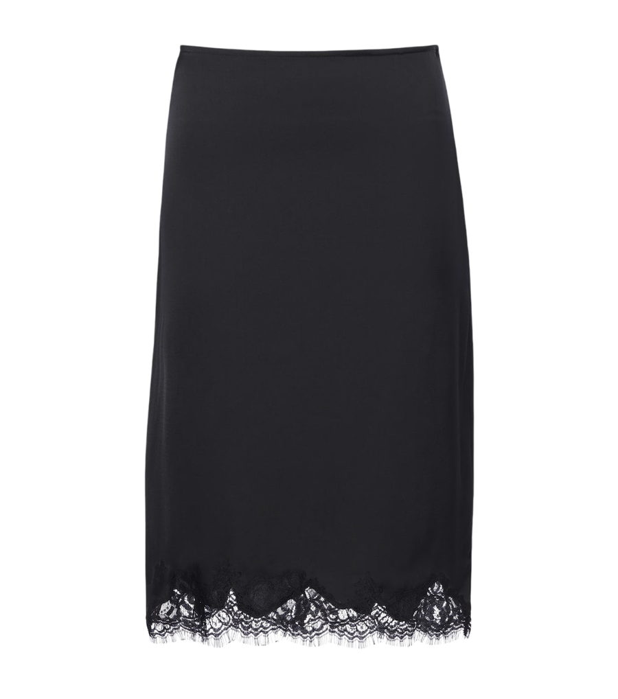 Faithfull Marisol lace-trimmed satin slip skirt