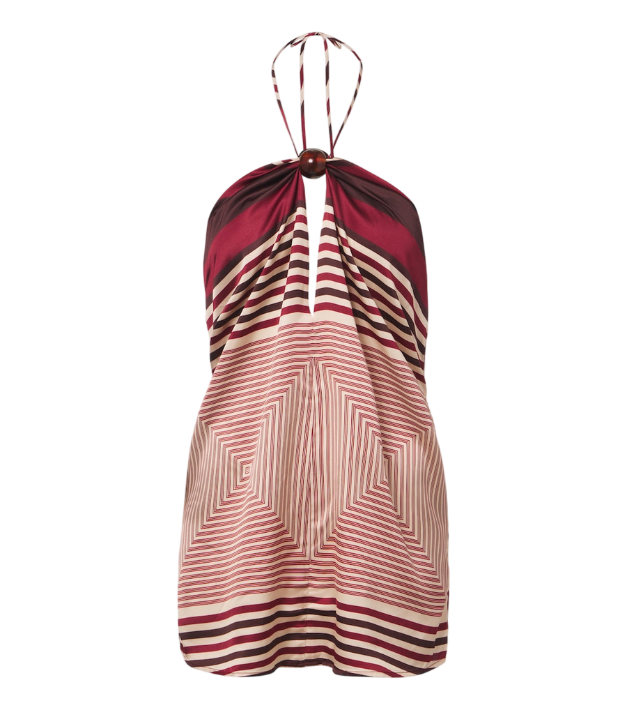 Faithfull Blusa de cetim estampada com decote halter