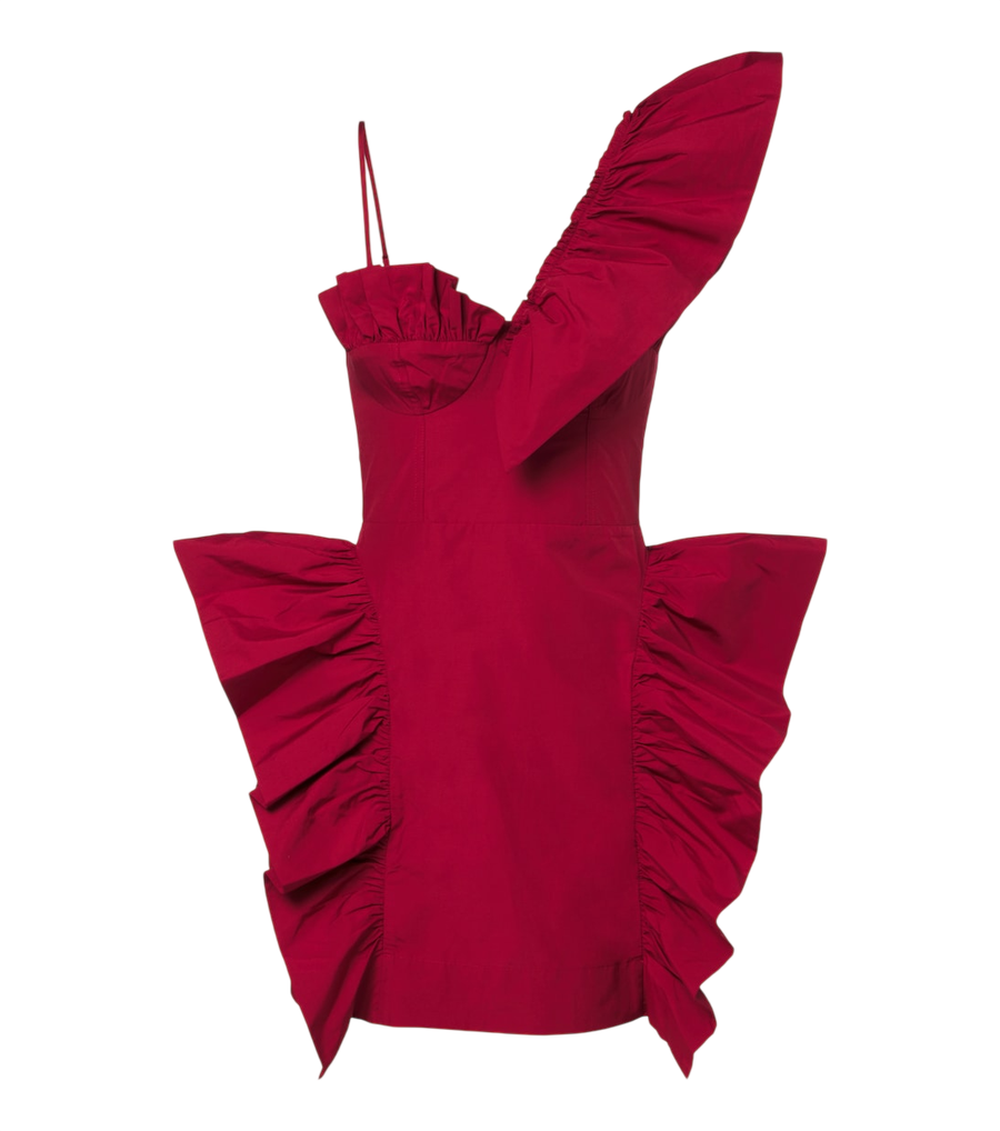 Farm Rio Asymmetrical ruffled minidress