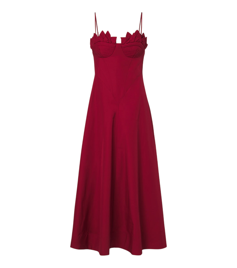 Vestido midi con aplicaciones florales de Farm Rio