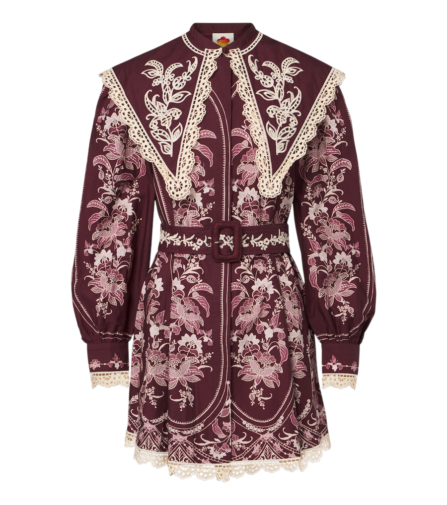 Minirobe en coton à bordures en dentelle florale Lara de Farm Rio