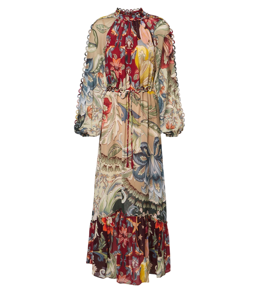 Farm Rio Lunar floral chiffon maxi dress