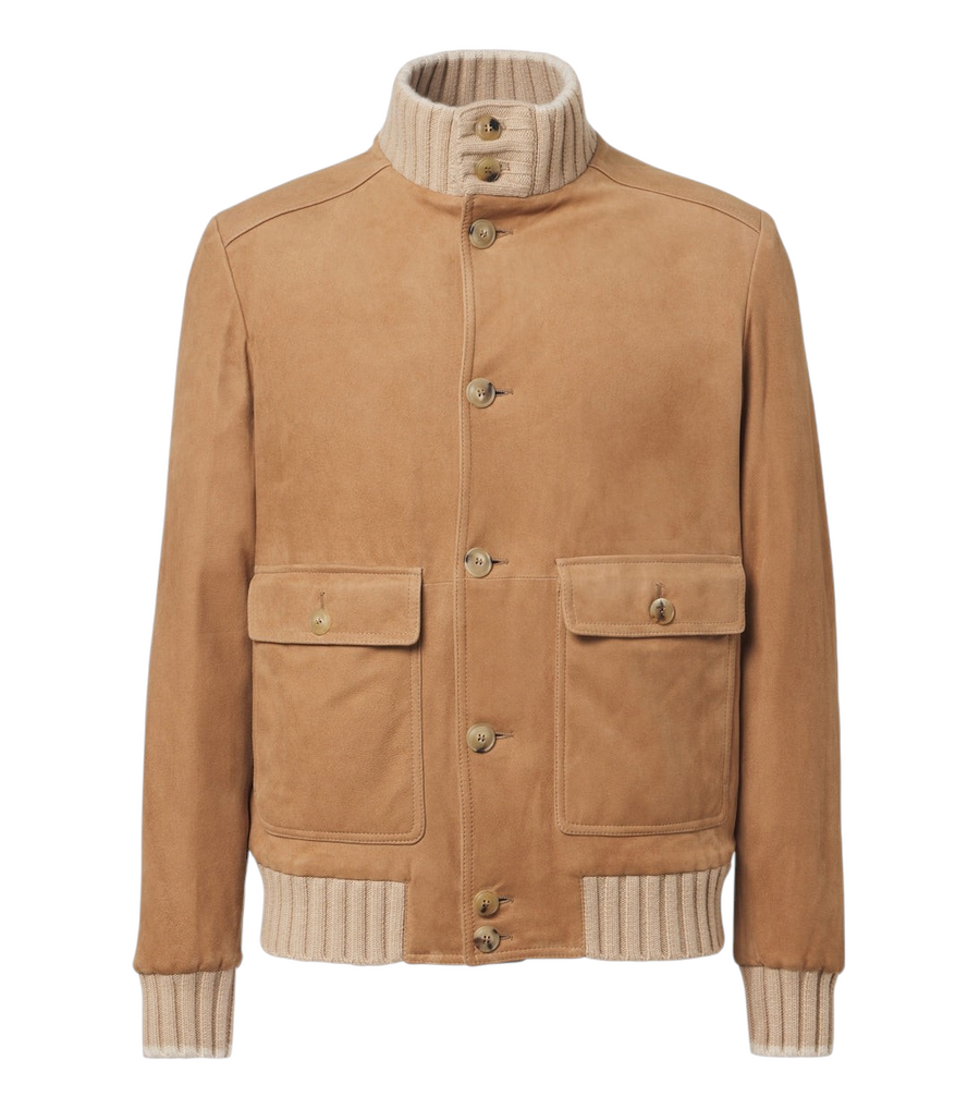 Fedeli Cashmere-trimmed suede jacket