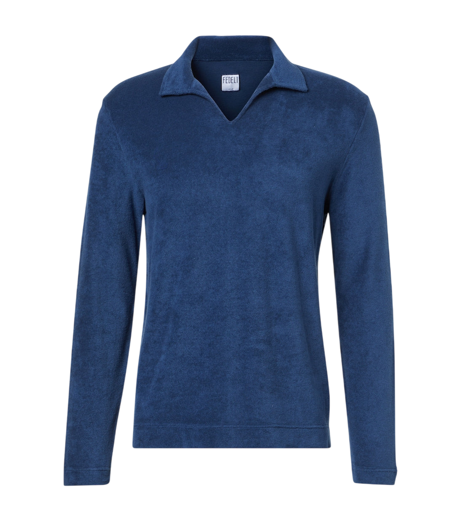 Fedeli Cotton terry polo sweater