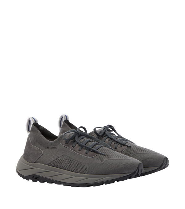 Fedeli Knitted suede-trimmed sneakers