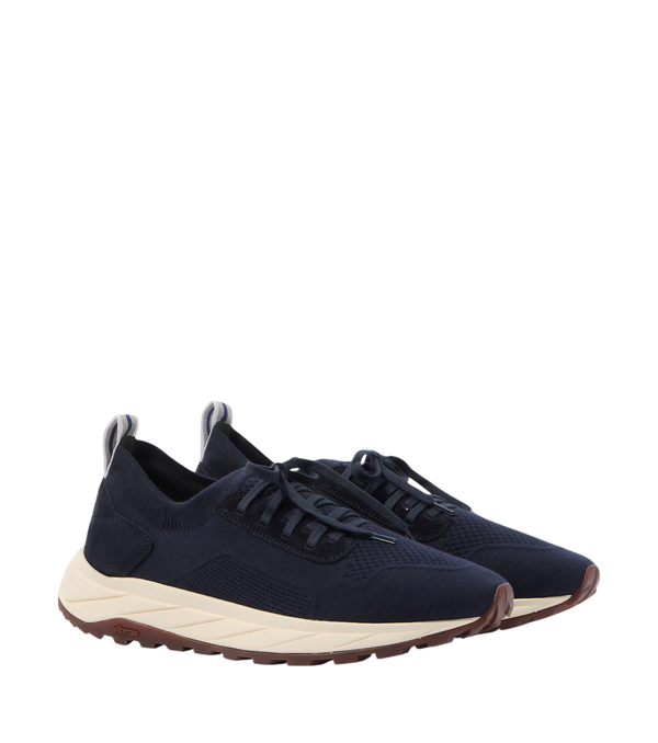 Fedeli Knitted suede-trimmed sneakers