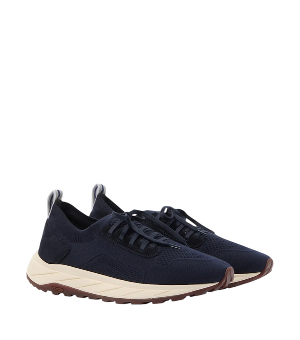 Fedeli Knitted suede-trimmed sneakers