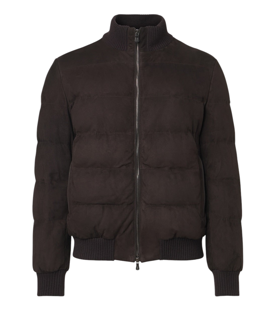 Fedeli Padded suede bomber jacket