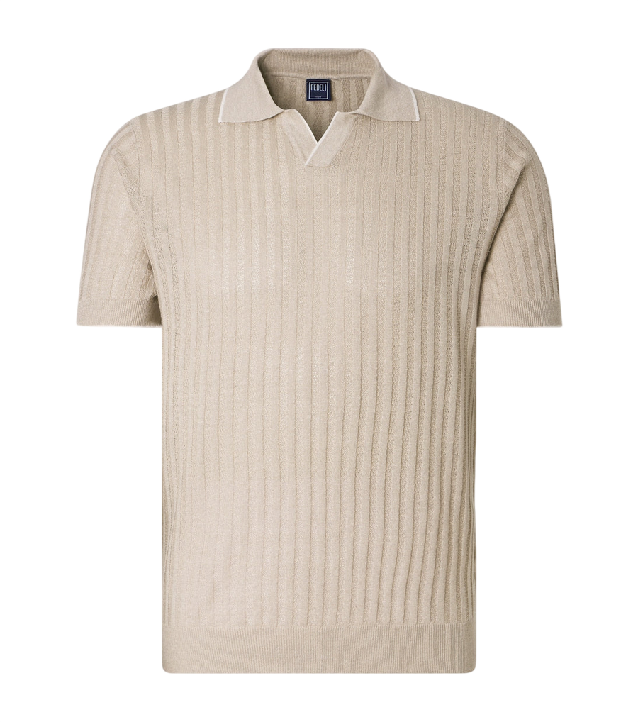 Fedeli Soul linen and cotton polo shirt