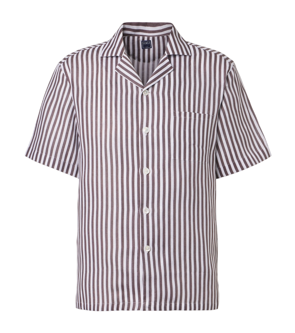 Fedeli Striped linen bowling shirt