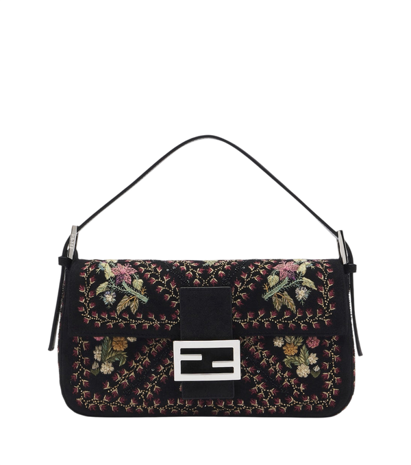 Fendi Baguette® 26424 floral suede shoulder bag