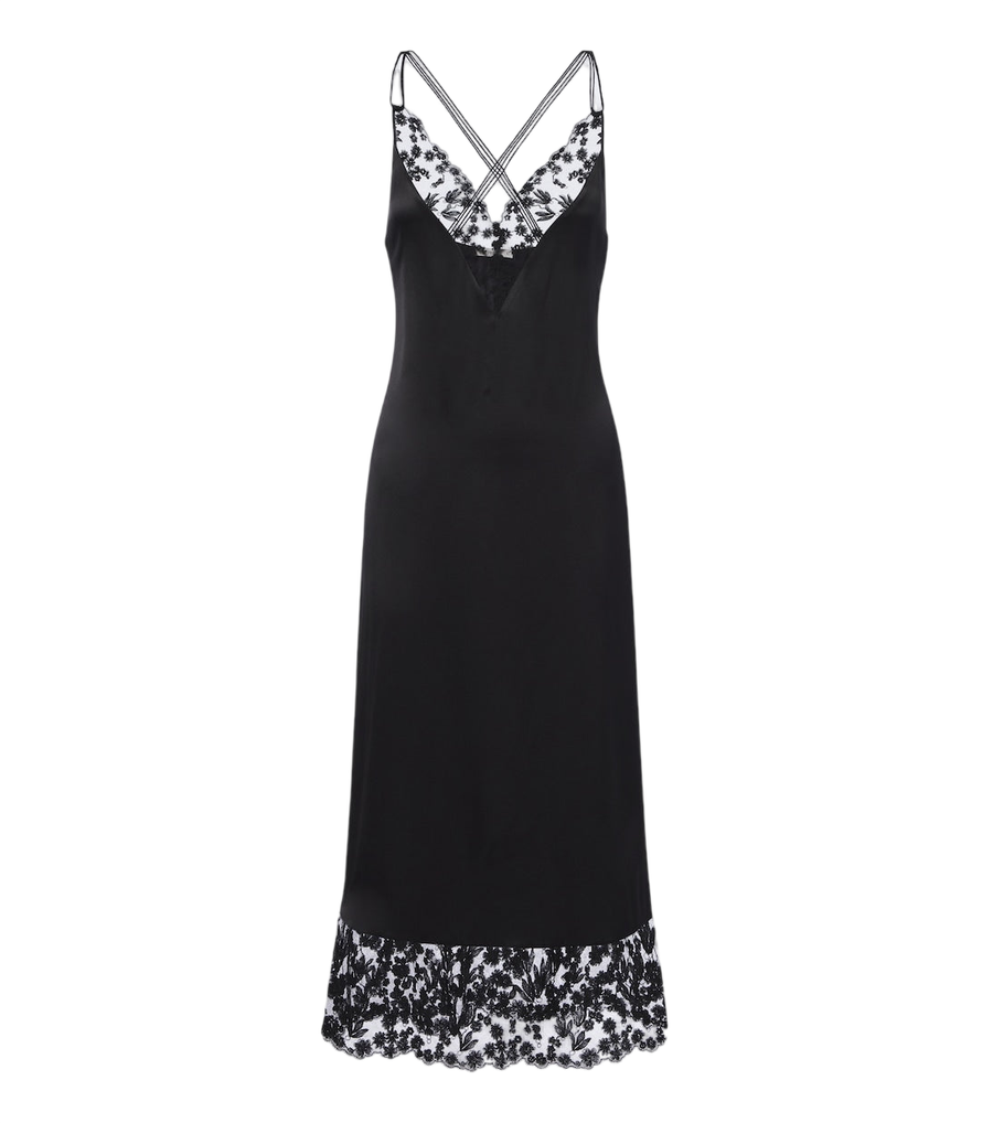 Fendi Lace-trimmed silk slip dress