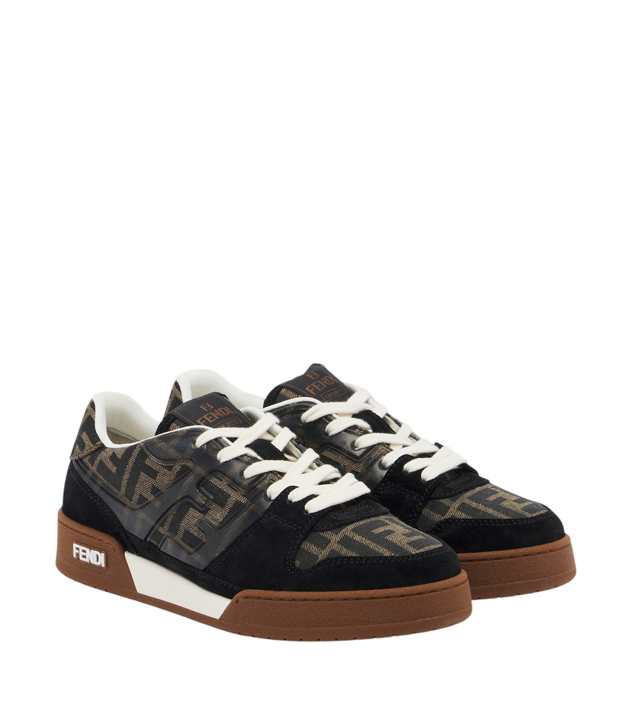 Fendi Match jacquard suede-trimmed sneakers