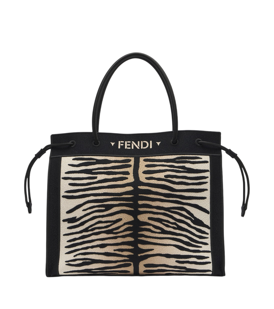 Fendi Medium embroidered tiger-print shopper
