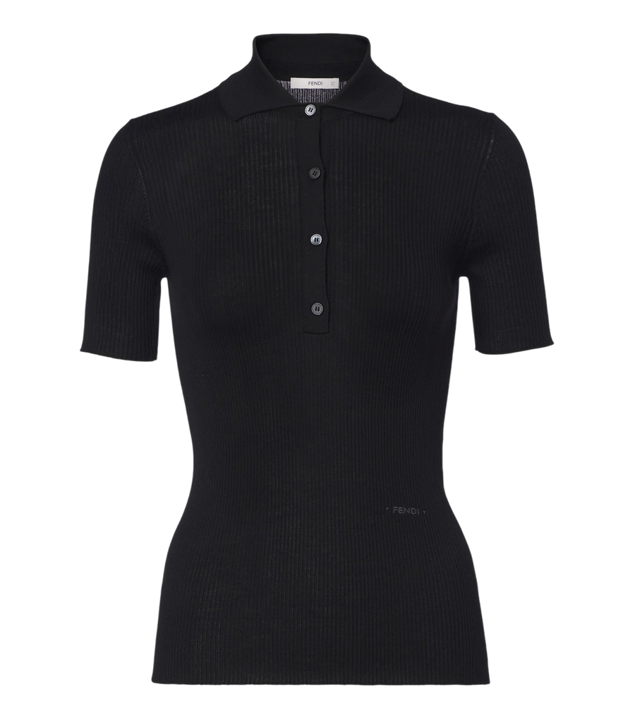 Polo de punto acanalado en mezcla de lana de Fendi