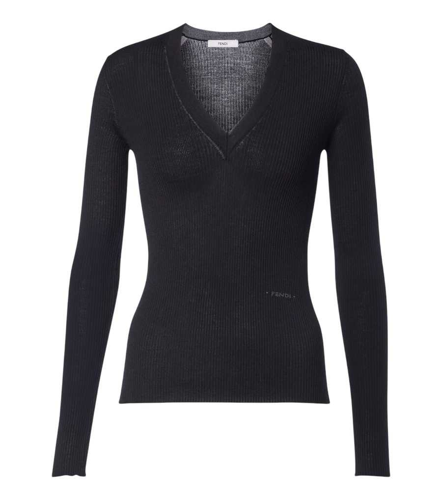 Fendi Ribbed-knit wool-blend top
