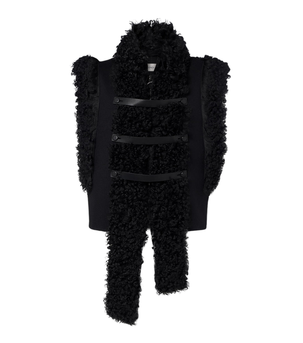 Fendi Shearling and leather-trimmed wool-blend vest