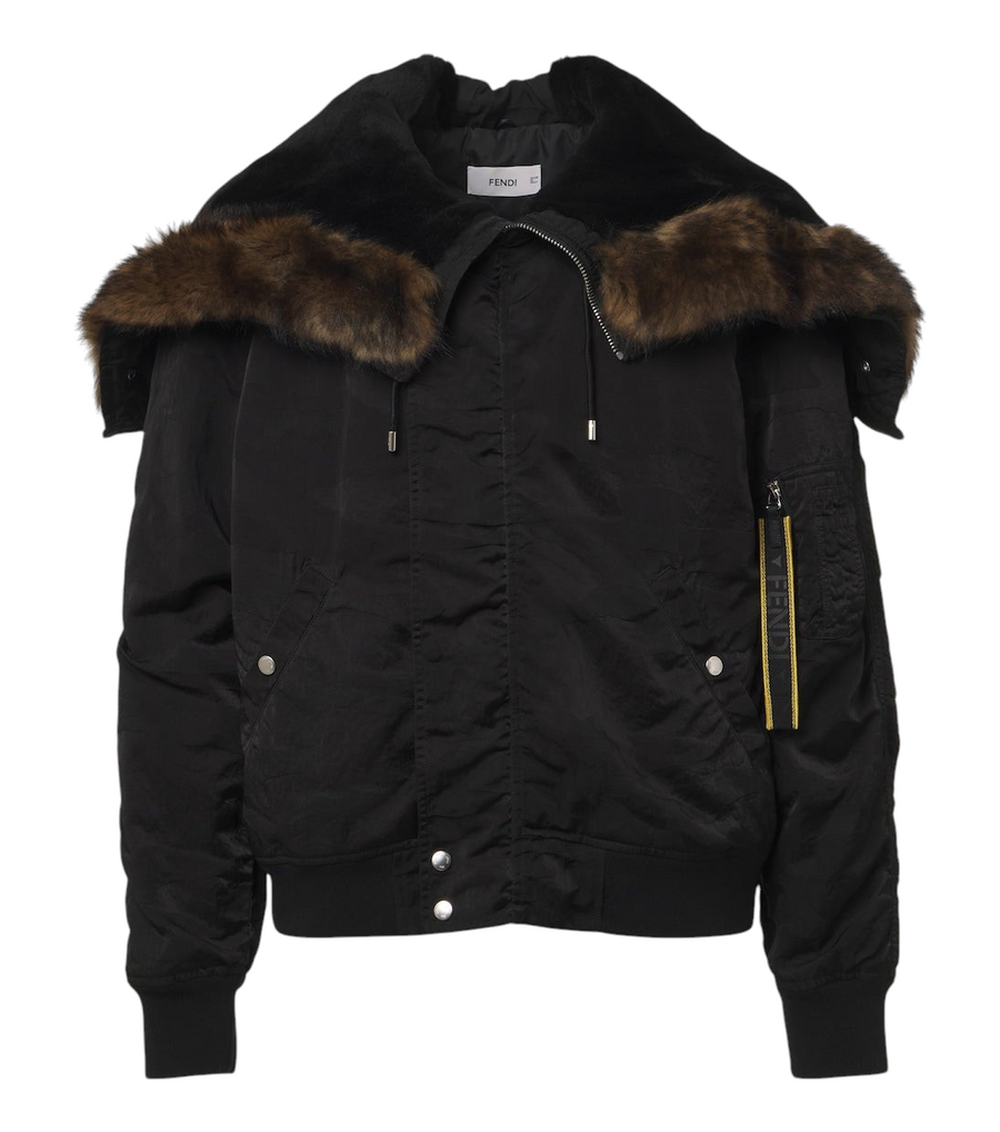 Fendi Shearling-trimmed technical blouson jacket