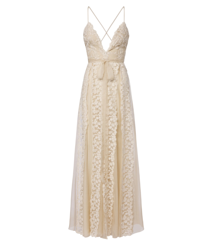 Fendi Silk chiffon and lace maxi dress