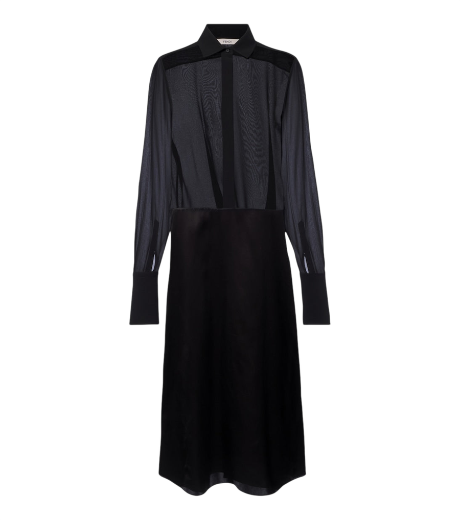 Fendi Silk georgette and satin midi dress