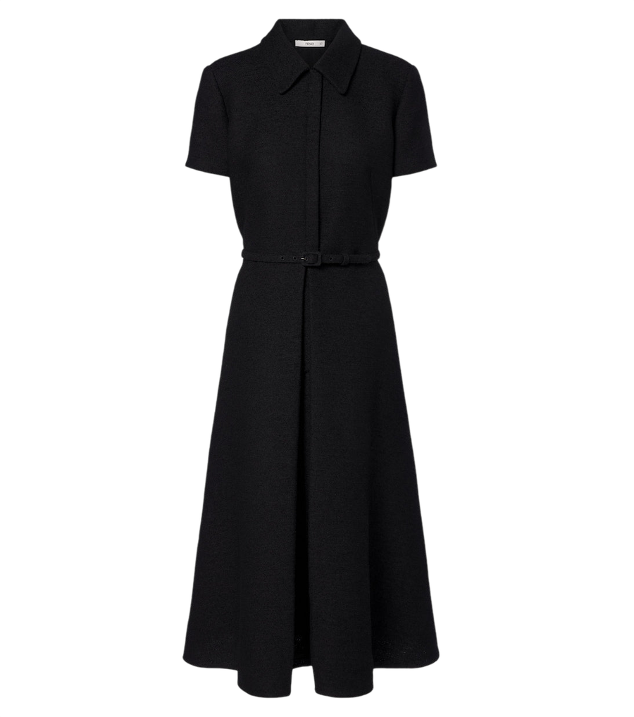 Fendi Vestido midi em bouclé de mistura de lã