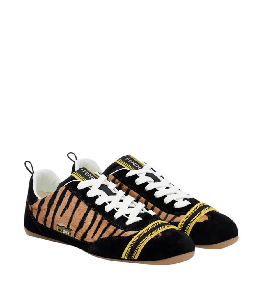 Fendi Wrap Suede-Trimmed Calf Hair Sneakers
