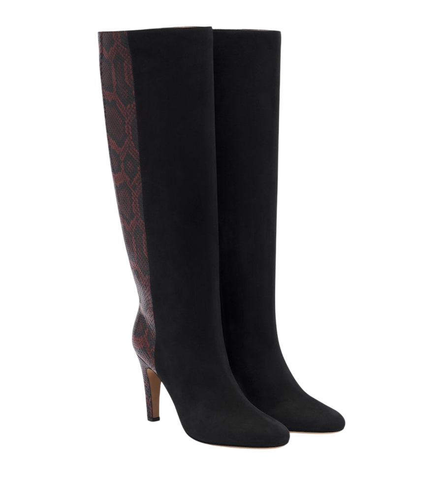 Ferragamo Leather and suede knee-high boots