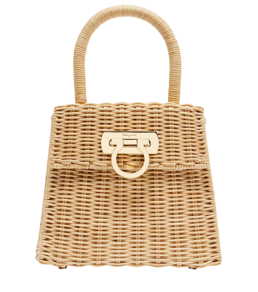 Ferragamo Small wicker top-handle bag