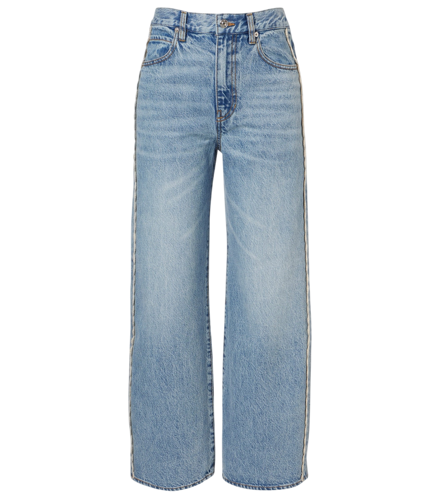 Frame Crochet Bow cropped wide-leg jeans