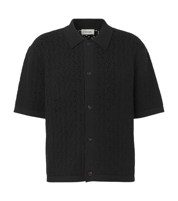 Frame Crochet cotton-blend polo shirt