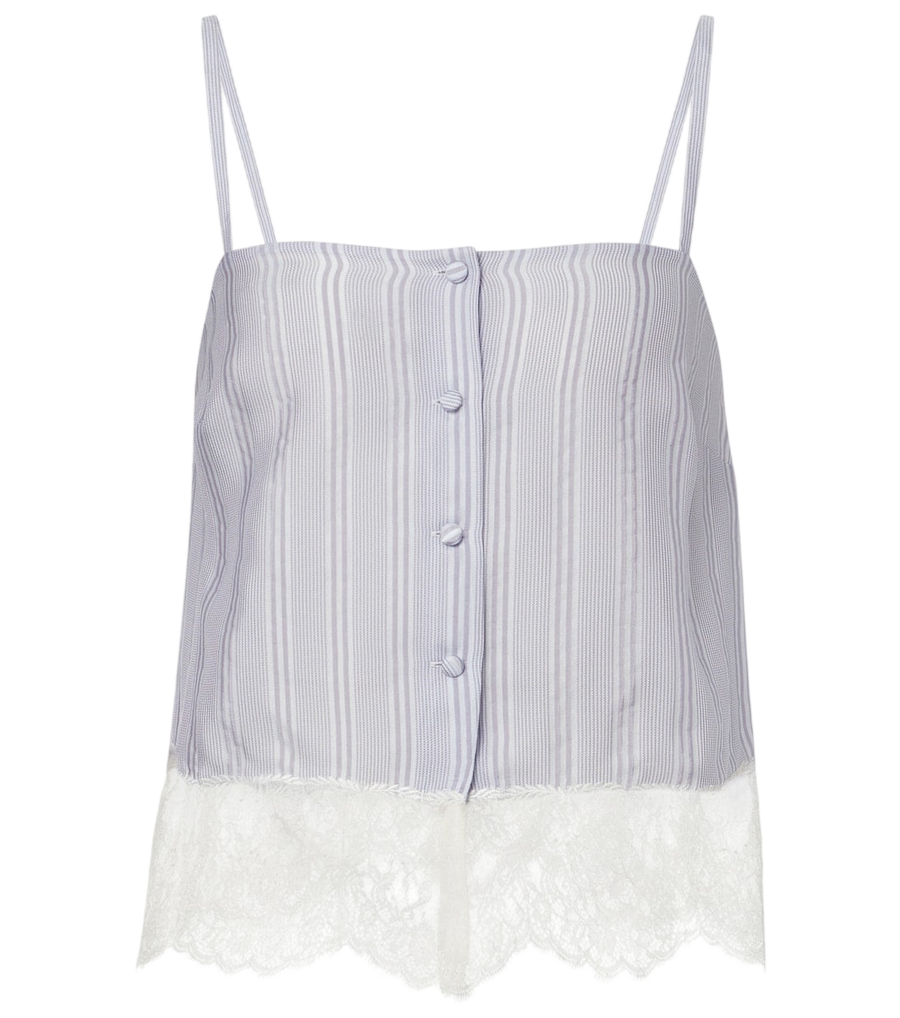 Frame Lace-trimmed striped silk camisole