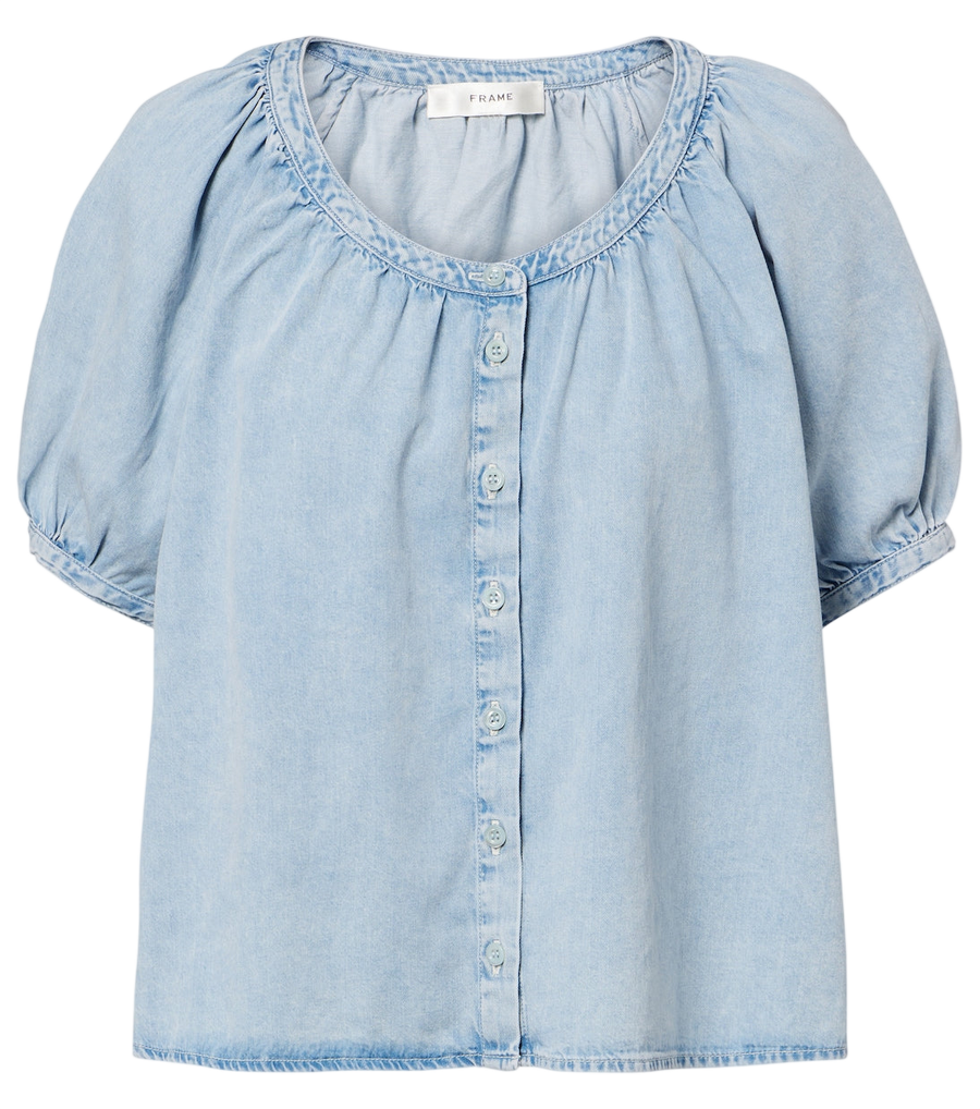 Frame Resort gathered cotton-blend shirt