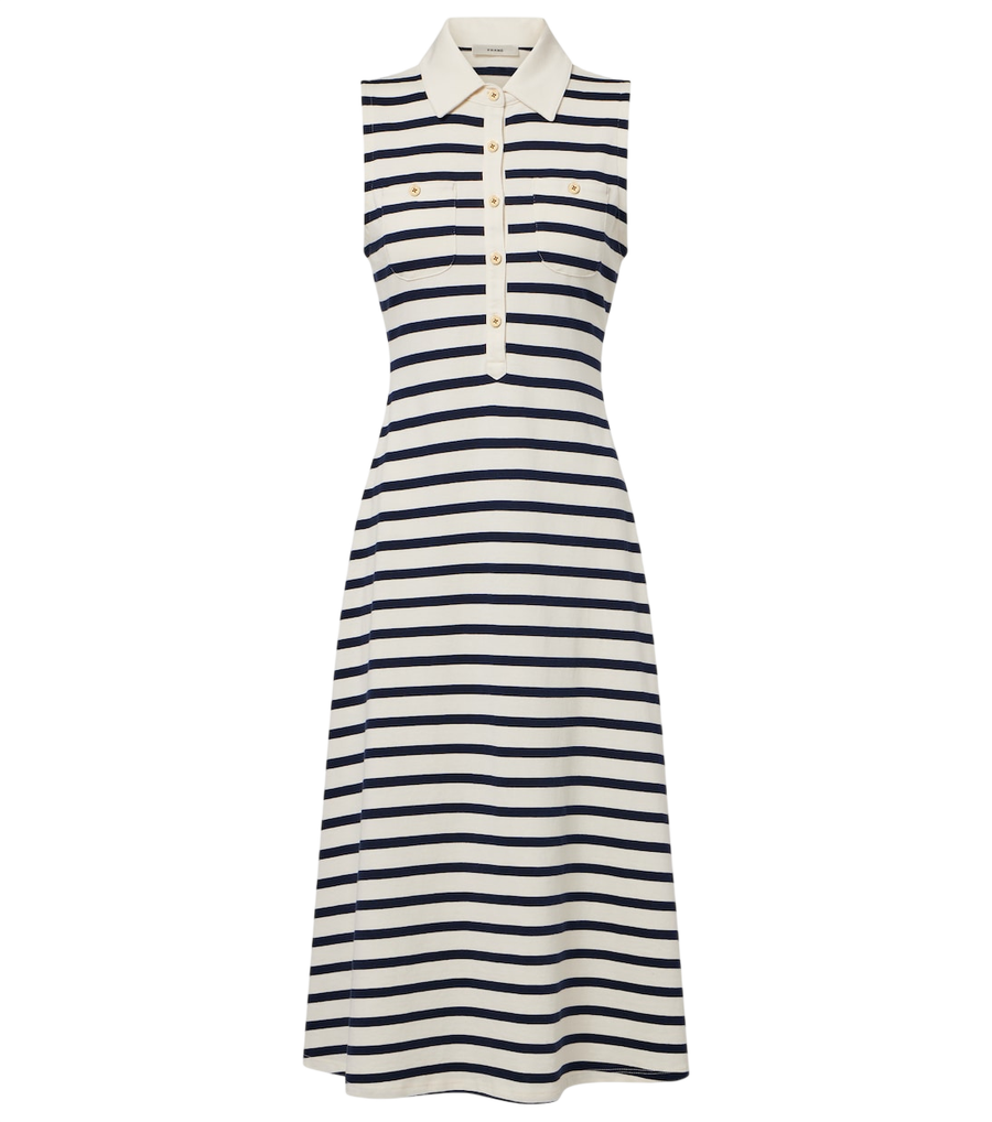 Frame Sea Breeze striped cotton polo dress