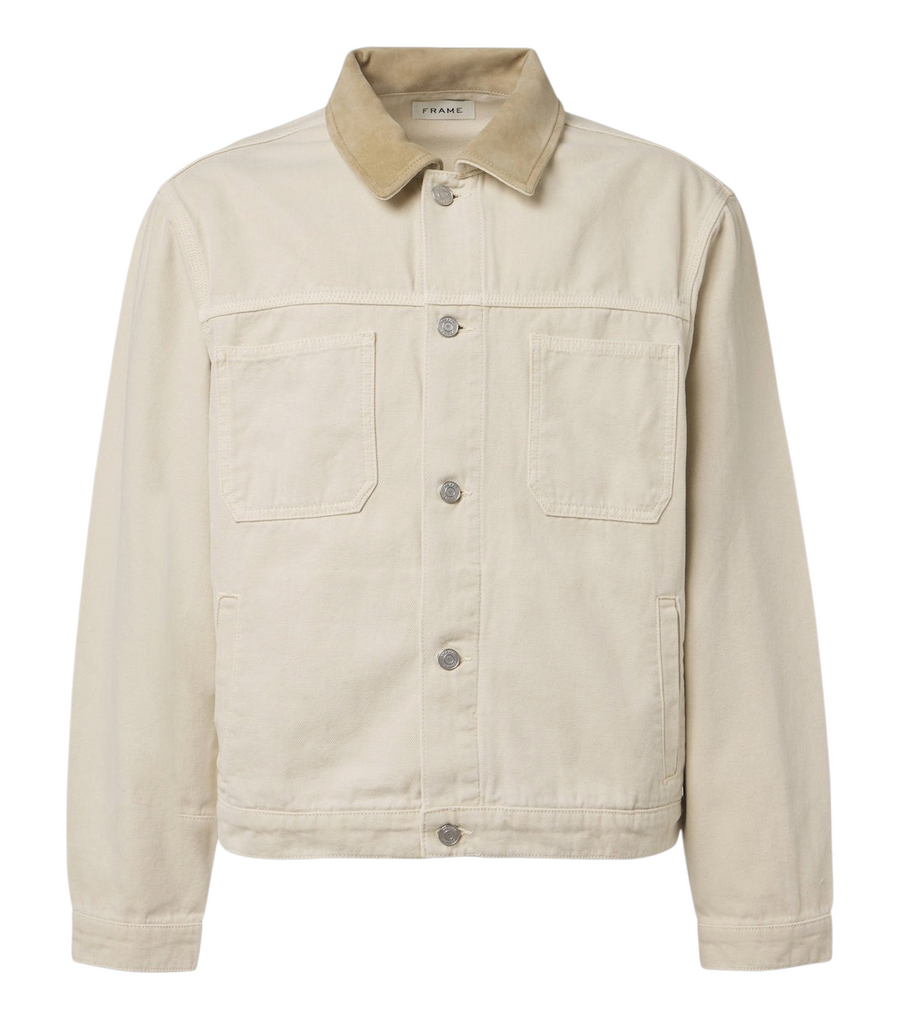 Frame Suede-trimmed cotton field jacket
