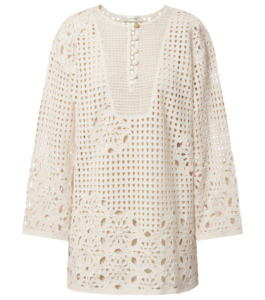 Frame The Postcard cotton crochet tunic