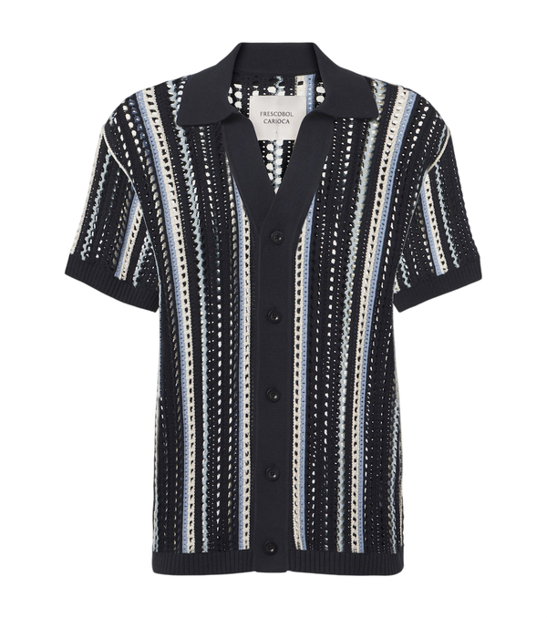 Frescobol Carioca Pinto crochet striped cotton shirt