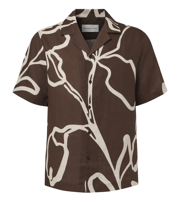 Frescobol Carioca Printed linen bowling shirt