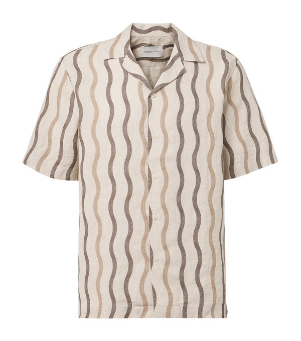Frescobol Carioca Roberto printed linen bowling shirt