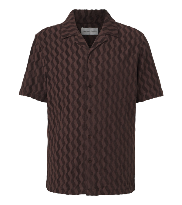 Frescobol Carioca Terry-trimmed cotton-blend bowling shirt