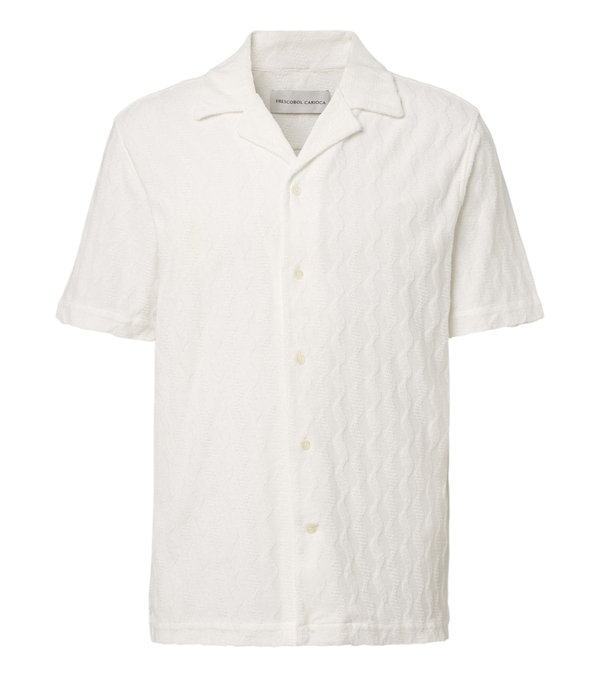 Frescobol Carioca Terry-trimmed cotton-blend bowling shirt