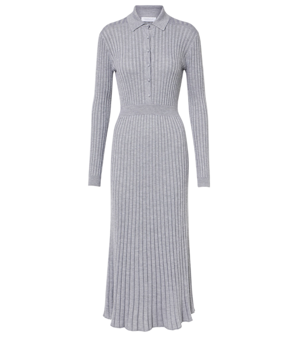 Gabriela Hearst Ardor ribbed-knit cashmere and silk polo dress